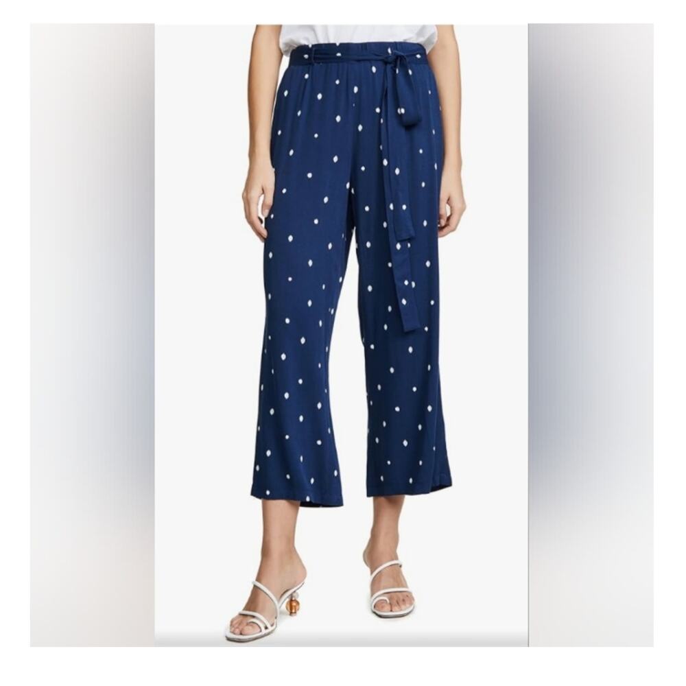 Cupcakes & Cashmere NWT Blue & White Polka Dot Cropped Pants Size Med